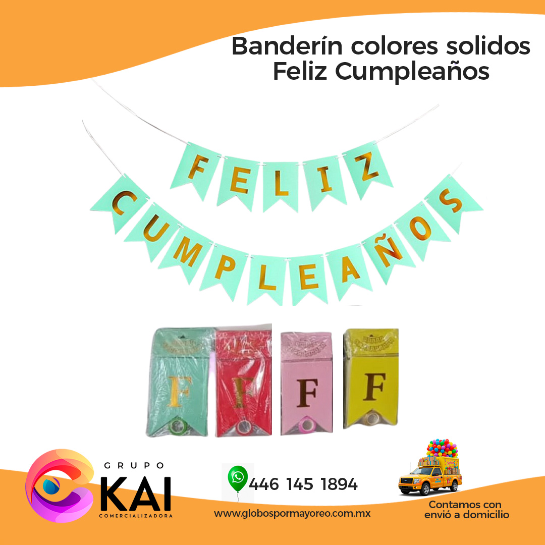 Banderín color solido Feliz Cumpleaños