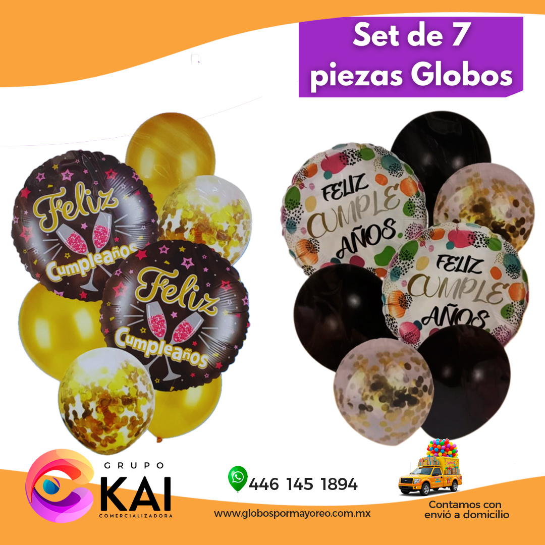 set globos 7 piezas