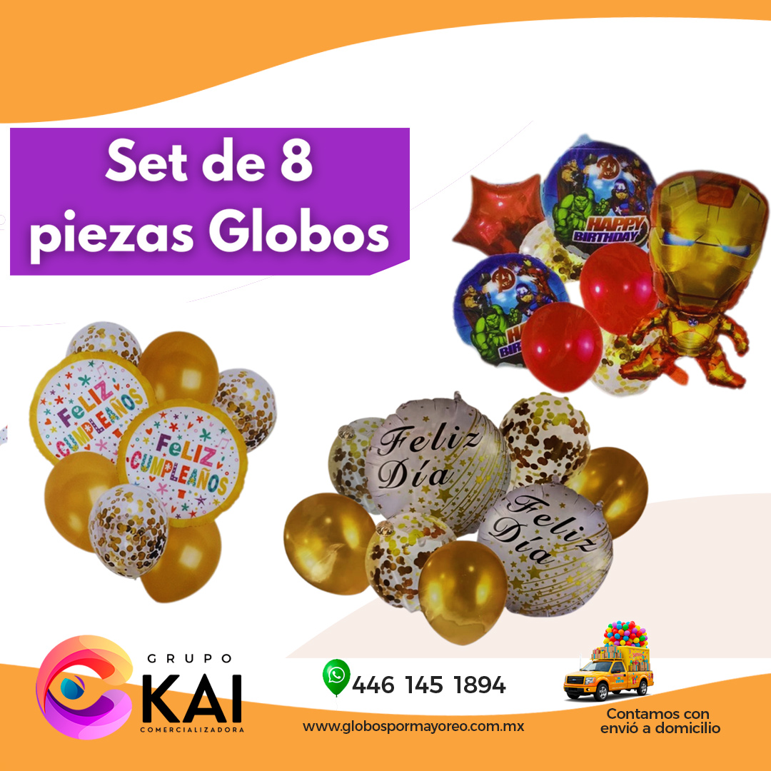 set de globos 8 piezas