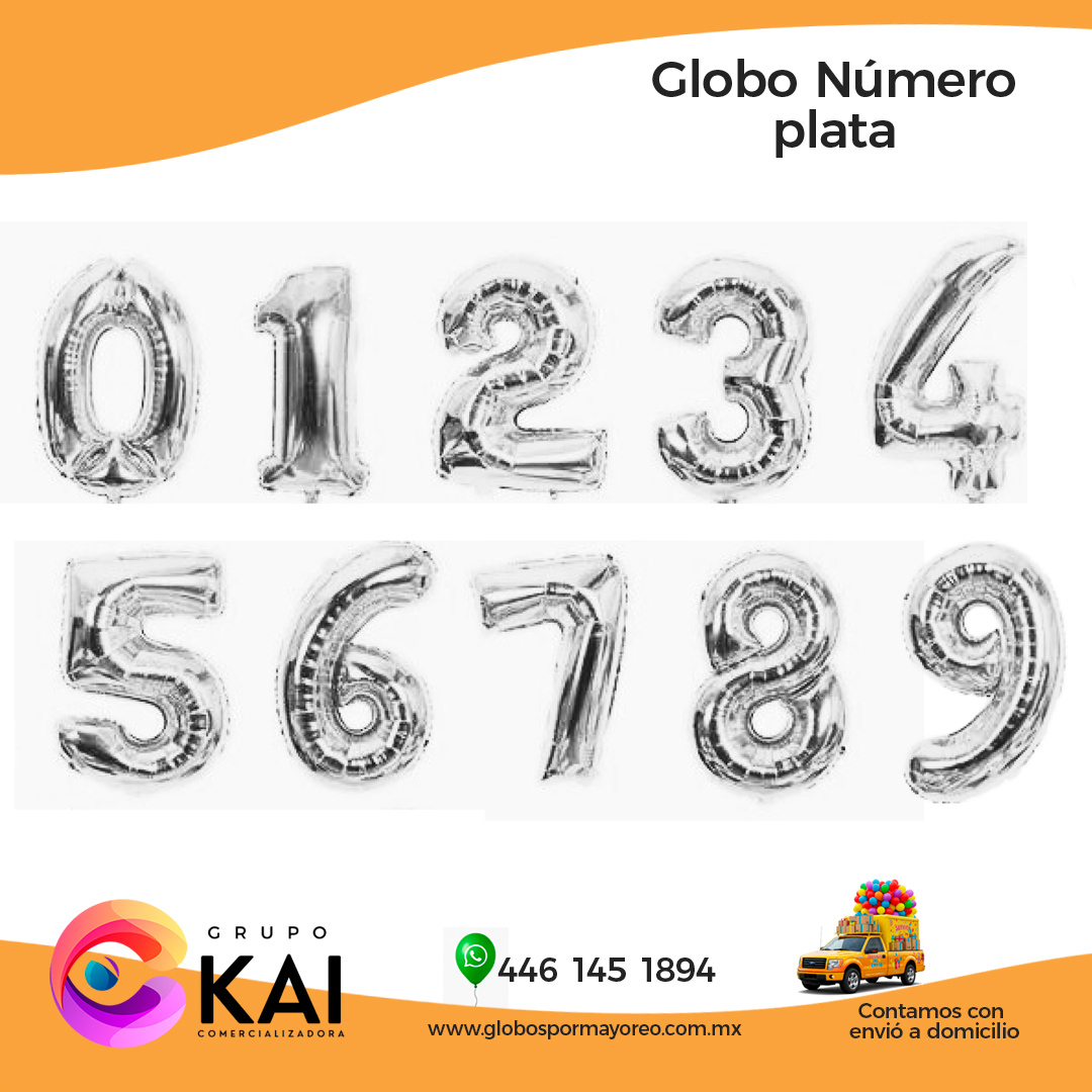  globos numero queretaro color plata